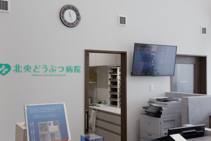 北央どうぶつ病院の受付まわり